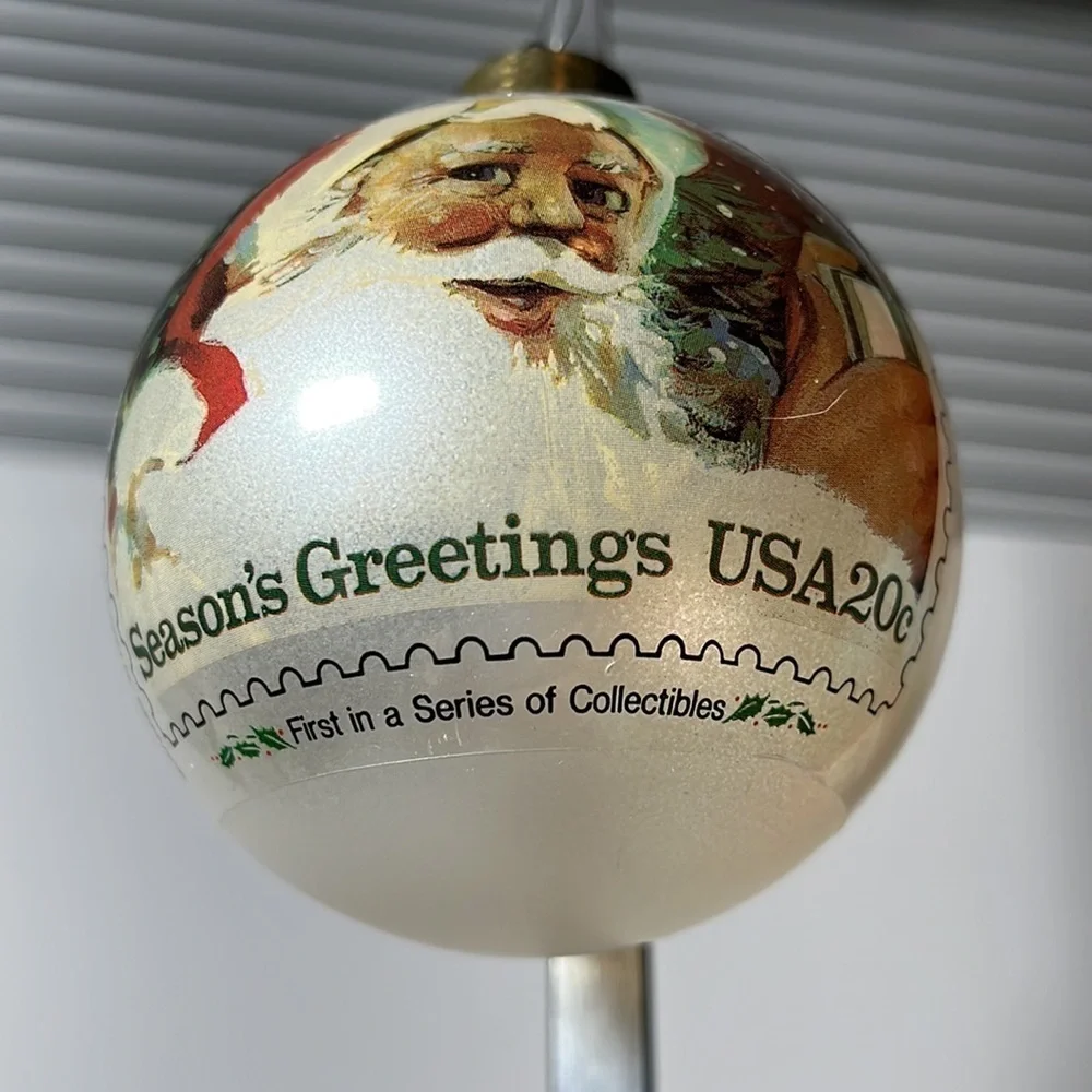 Stamp Design Season’s Greetings 1983 Collectors Edition Glass Ball Ornament USPS